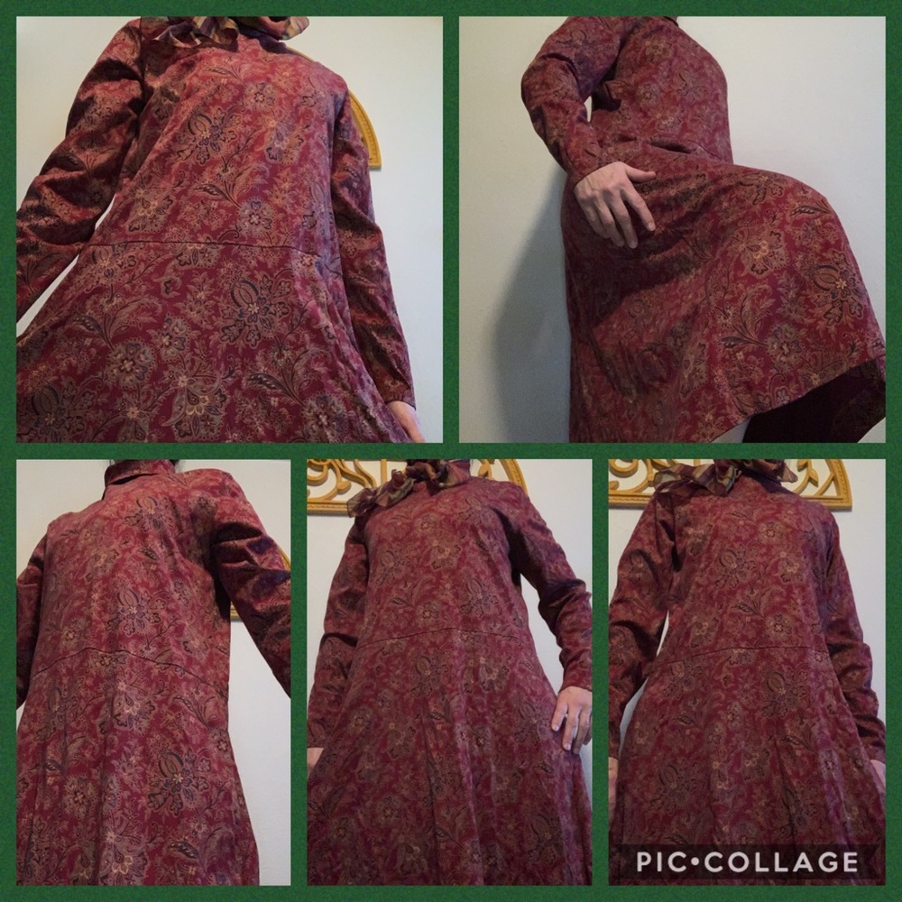 🦋Lands’ End Maroon Long Sleeve Maxi Dress